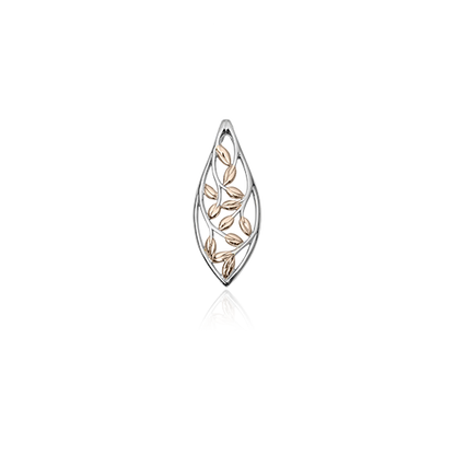 Sterling silver vine design necklace pendant, featuring 9ct rose gold highlights, meaning family love, from Evolve Inspired Jewellery