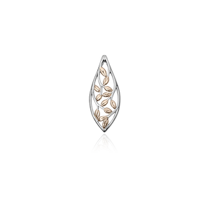Sterling silver vine design necklace pendant, featuring 9ct rose gold highlights, meaning family love, from Evolve Inspired Jewellery
