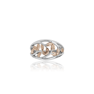 Sterling silver ring featuring 9ct rose gold highlights, meaning family love, from Evolve Inspired Jewellery