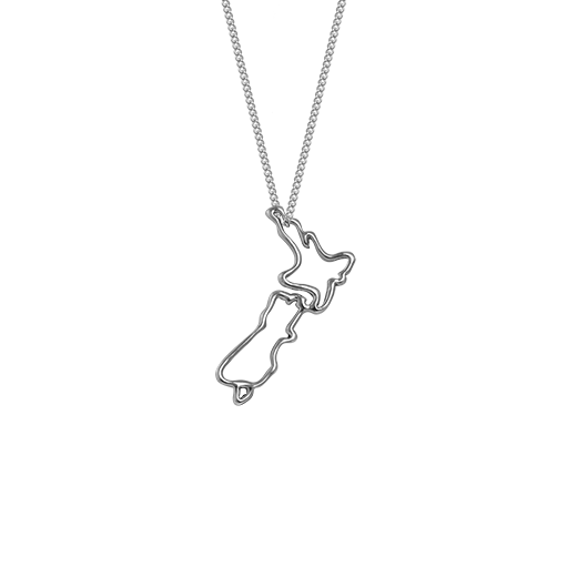 Sterling silver nz map necklace, from Evolve Inspired Jewellery