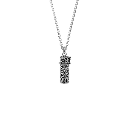 Sterling silver necklace locket with Maori Kowhaiwhai design, from Evolve Inspired Jewellery