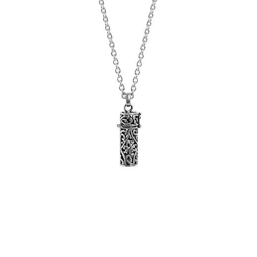 Sterling silver necklace locket with Maori Kowhaiwhai design, from Evolve Inspired Jewellery