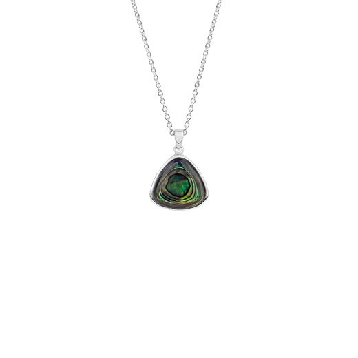 Sterling silver necklace featuring a paua insert, from Evolve Inspired Jewellery