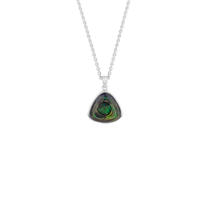 Sterling silver necklace featuring a paua insert, from Evolve Inspired Jewellery