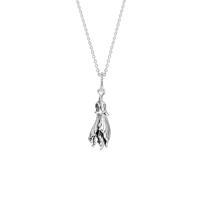 Sterling silver kowhai design necklace, meaning happiness, from Evolve Inspired Jewellery