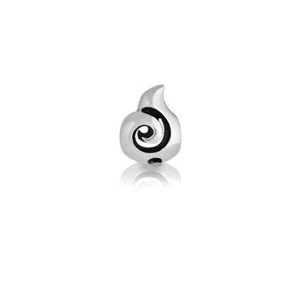 Koru, silver bead charm meaning growth from Evolve Inspired Jewellery