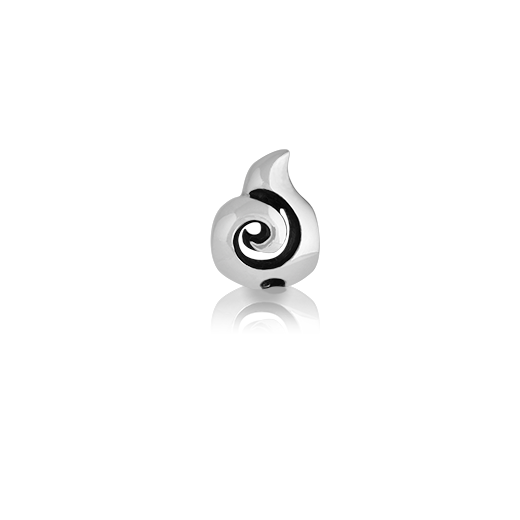 Koru, silver bead charm meaning growth from Evolve Inspired Jewellery