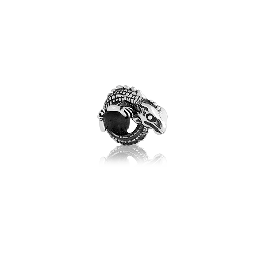 Tuatara, silver bead charm meaning ancient native reptile from Evolve Inspired Jewellery