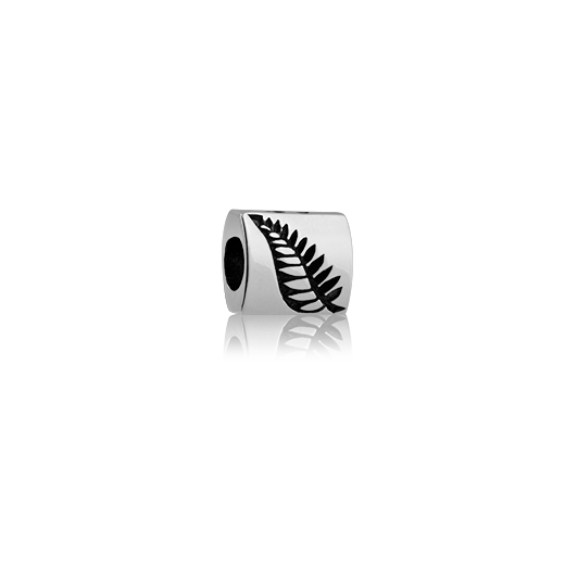 NZ Fern, silver bead charm from Evolve Inspired Jewellery