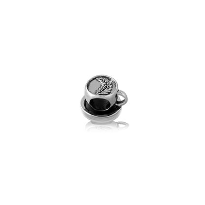 Coffee Cup, silver bead charm from Evolve Inspired Jewellery