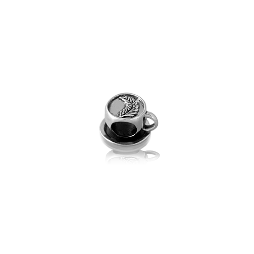 Coffee Cup, silver bead charm from Evolve Inspired Jewellery