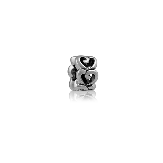 Love, silver bead charm from Evolve Inspired Jewellery