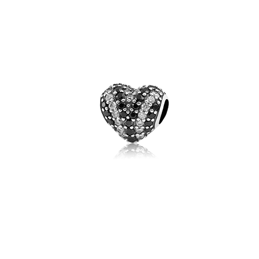 Heart of Stars, silver bead charm with black spinel gemstone meaning treasured from Evolve Inspired Jewellery