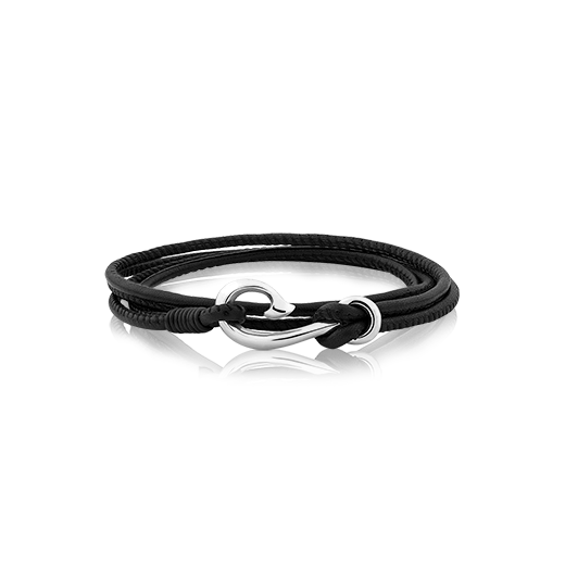 Black Safe Travel Wrap, leather charm bracelet, from Evolve Inspired Jewellery