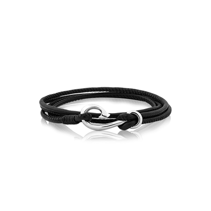 Black Safe Travel Wrap, leather charm bracelet, from Evolve Inspired Jewellery