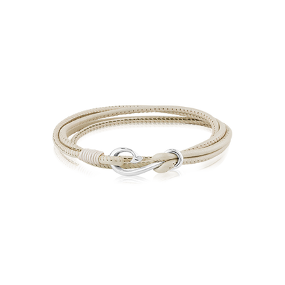 Natural coloured Safe Travel Wrap, leather charm bracelet, size 19cm, from Evolve Inspired Jewellery