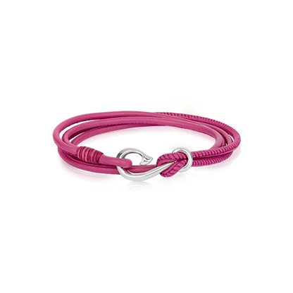 Fuchsia Safe Travel Wrap, leather charm bracelet from Evolve Inspired Jewellery