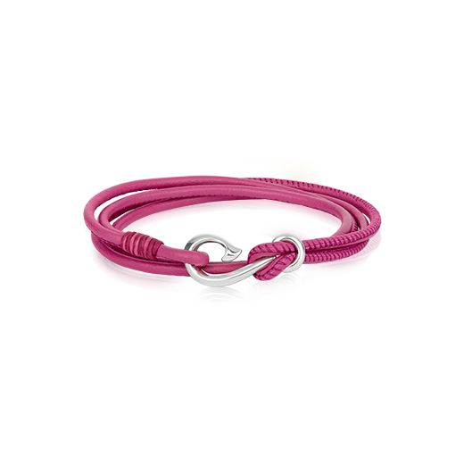 Fuchsia Safe Travel Wrap, leather charm bracelet from Evolve Inspired Jewellery
