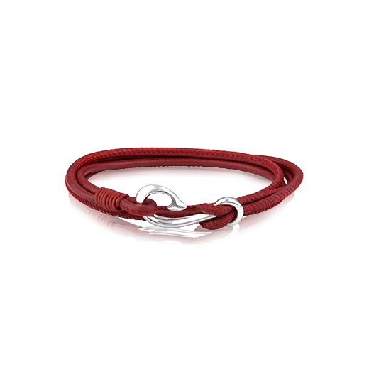 Pohutukawa coloured Safe Travel Wrap, leather charm bracelet, size 19cm, from Evolve Inspired Jewellery