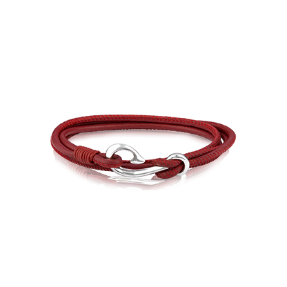 Pohutukawa coloured Safe Travel Wrap, leather charm bracelet, size 19cm, from Evolve Inspired Jewellery