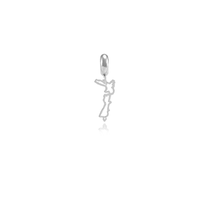 NZ Map, silver pendant charm from Evolve Inspired Jewellery