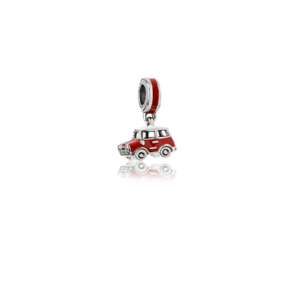 Retro Mini Cooper, enamel and silver pendant charm meaning road trip from Evolve Inspired Jewellery