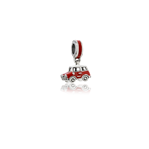 Retro Mini Cooper, enamel and silver pendant charm meaning road trip from Evolve Inspired Jewellery