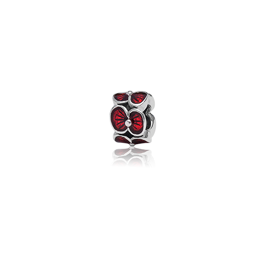Rememberence Poppy, enamel bead charm from Evolve Inspired Jewellery