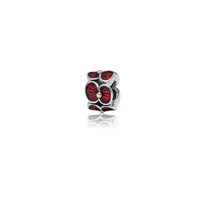 Rememberence Poppy, enamel bead charm from Evolve Inspired Jewellery