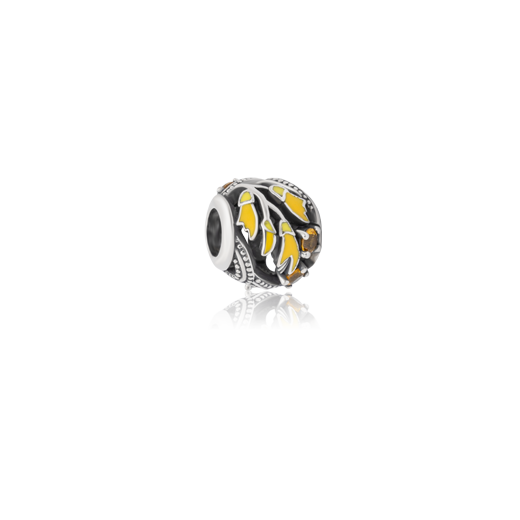 Enamel bead charm meaning kowhai kindness from Evolve Inspired Jewellery NZ