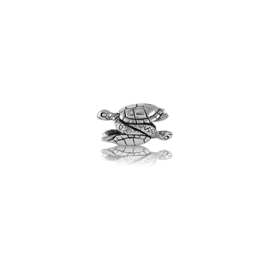 Sea Turtles, silver focal bead charm from Evolve Inspired Jewellery