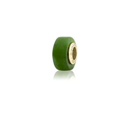 Pounamu, new zealand pounamu or greenstone charm with a gold core from Evolve Inspired Jewellery