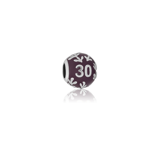 Evolve 30 thirty silver enamel purple charm