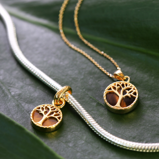 Gold necklace tree of 2025 life pendant