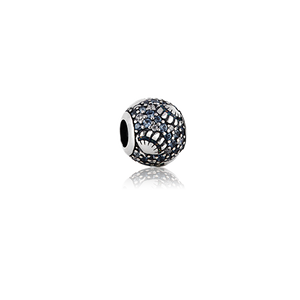 Ocean Scallop, silver bead charm with cubic zirconia stone meaning direction from Evolve Inspired Jewellery