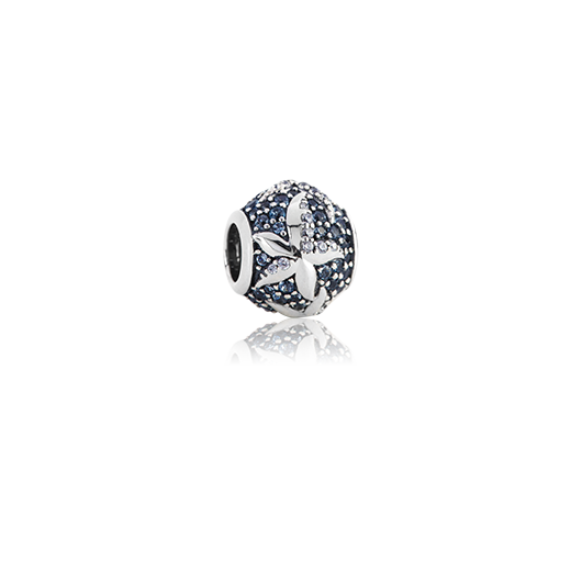 Coastal Starfish, silver bead charm with cubic zirconia stone meaning love from Evolve Inspired Jewellery