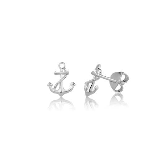 Evolve Nautical Collection Silver Anchor Earrings